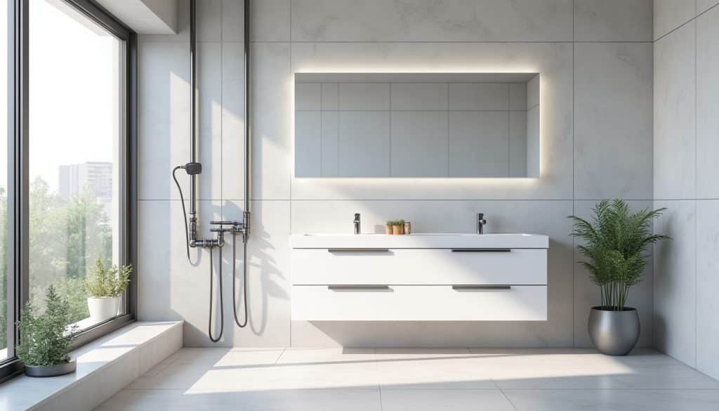 Meuble blanc salle de bains : à prévoir avant la pose