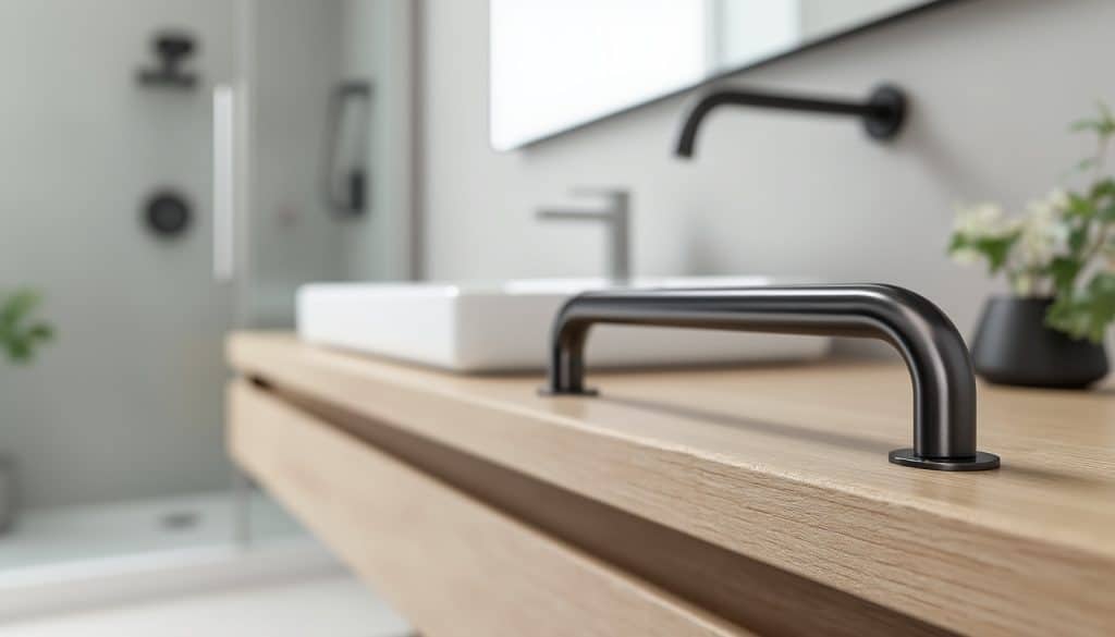 Poignée de meuble de salle de bain : dimensions et raccordement