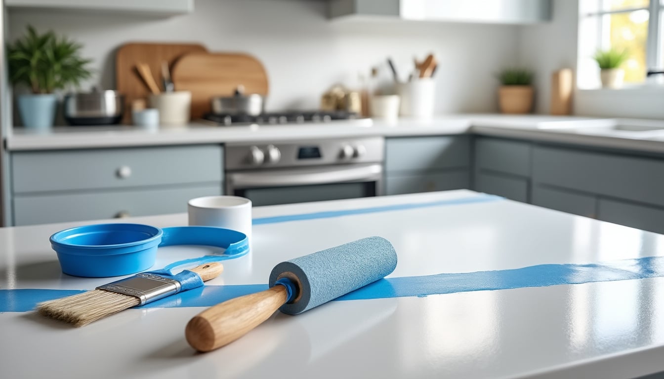 Peindre un plan de travail cuisine : la pose expliquée étape par étape